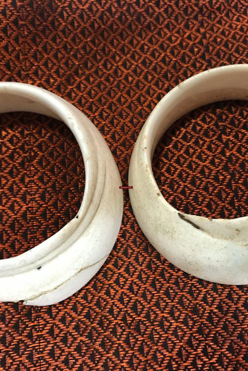 922 Old Ethnic Jewelry - Pair of Conch Shell Bangles from Ladakh - SOLD-WOVENSOULS-Antique-Vintage-Textiles-Art-Decor