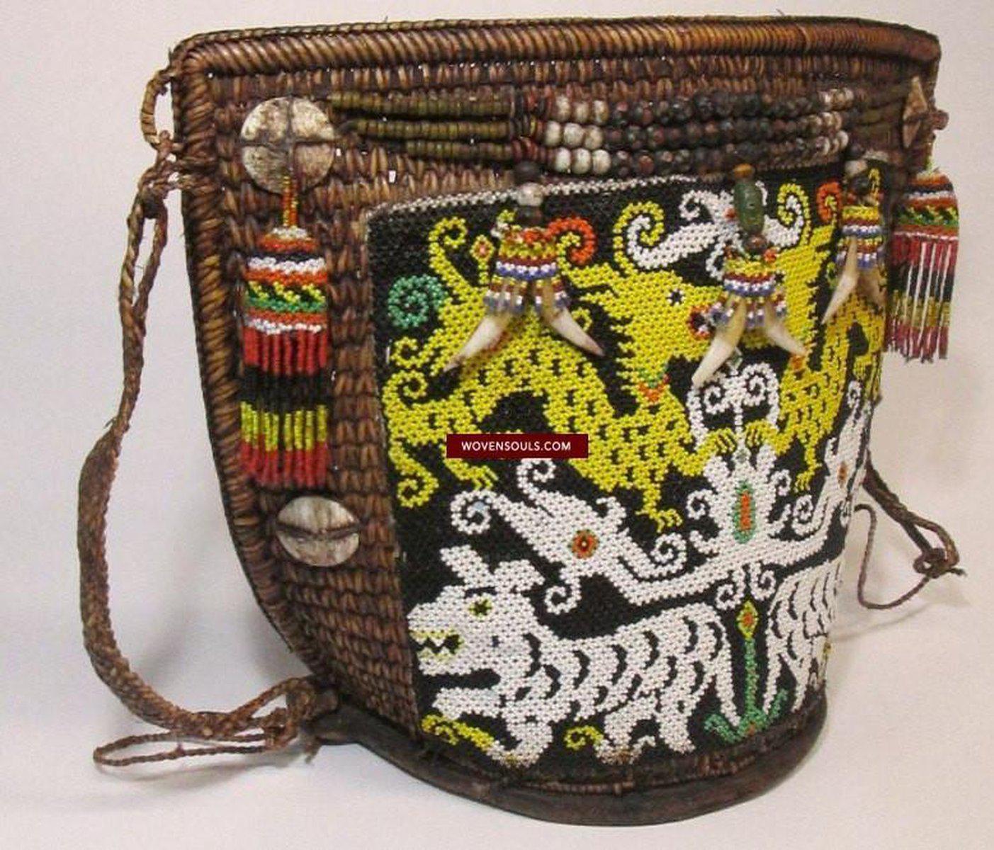 926 Vintage Borneo Dayak Baby Carrier-WOVENSOULS-Antique-Vintage-Textiles-Art-Decor
