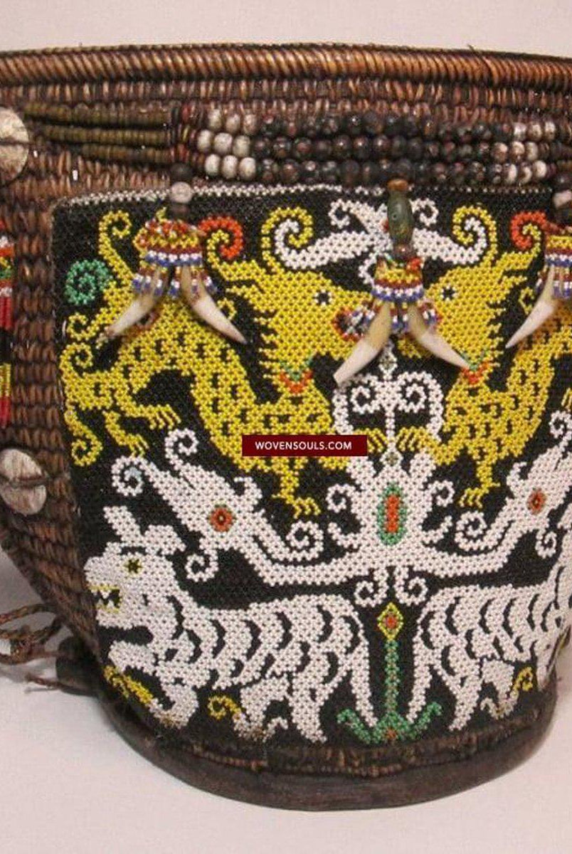 926 Vintage Borneo Dayak Baby Carrier-WOVENSOULS-Antique-Vintage-Textiles-Art-Decor