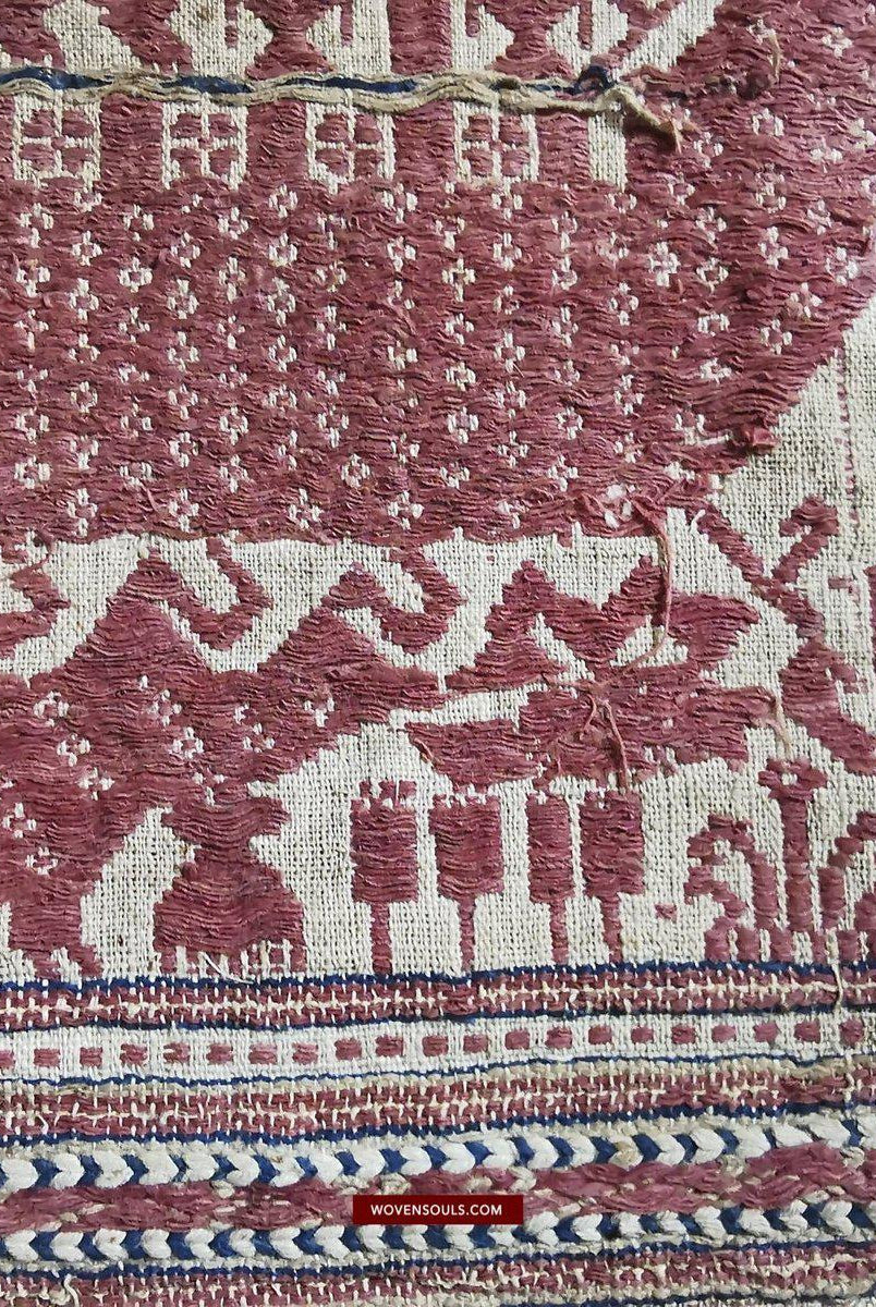 929 Superb Antique Semangka Tampan Shipcloth Sumatra Textile - 1700s-WOVENSOULS-Antique-Vintage-Textiles-Art-Decor