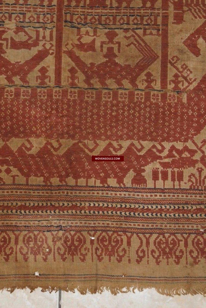 929 Superb Antique Semangka Tampan Shipcloth Sumatra Textile - 1700s-WOVENSOULS-Antique-Vintage-Textiles-Art-Decor