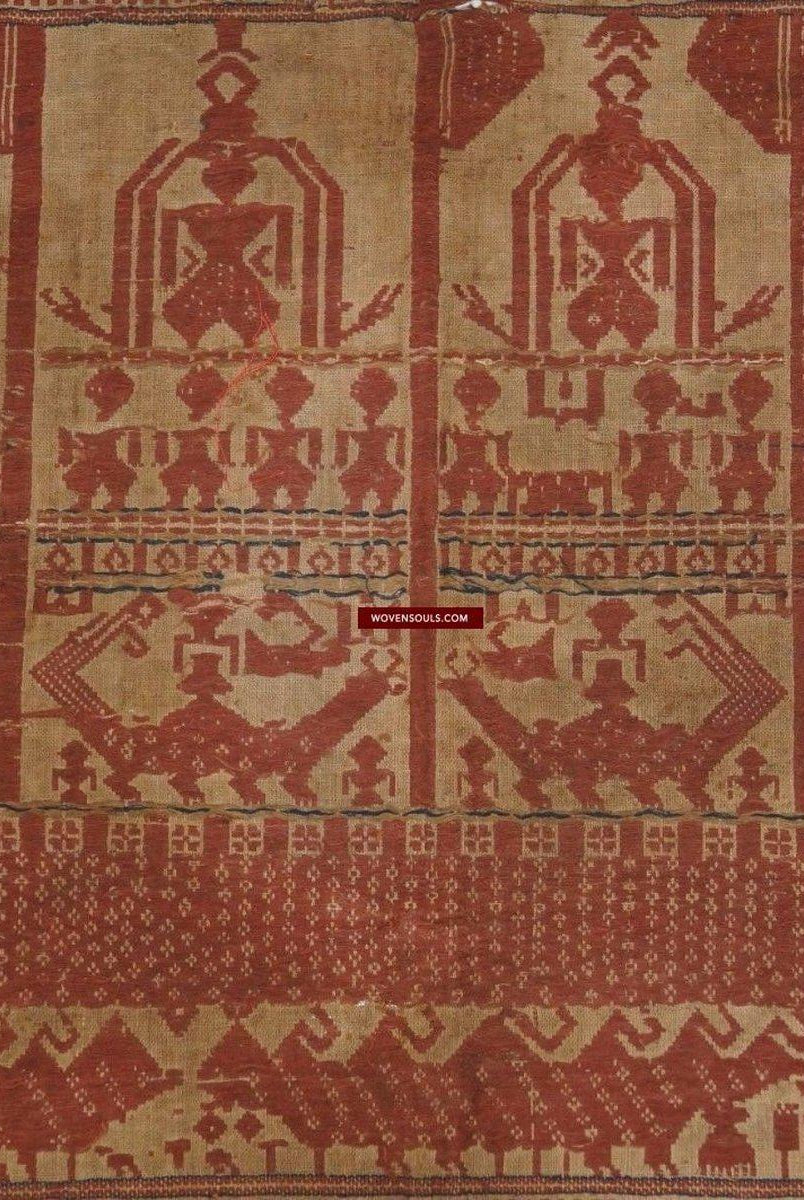 929 Superb Antique Semangka Tampan Shipcloth Sumatra Textile - 1700s-WOVENSOULS-Antique-Vintage-Textiles-Art-Decor