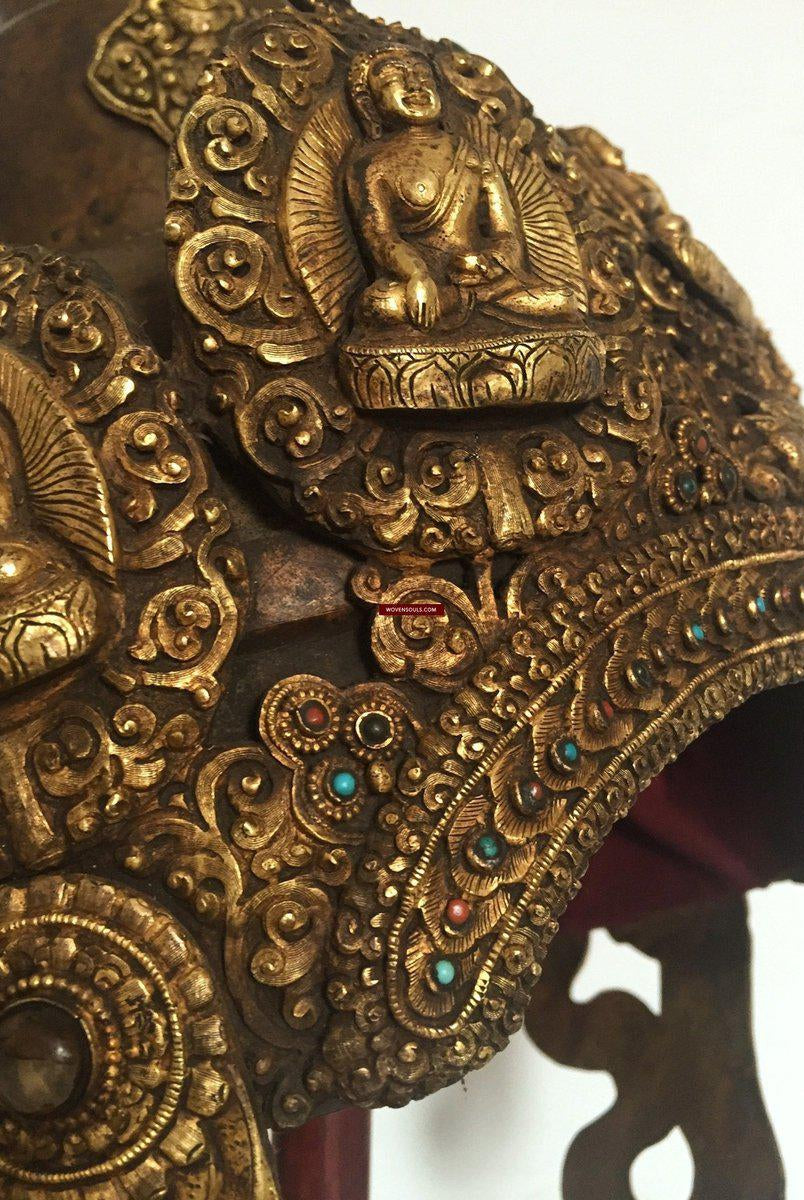 985 VENDU Couronne de diadème de cérémonie de prêtre tantrique bouddhiste antique-WOVENSOULS-Antique-Vintage-Textiles-Art-Décor