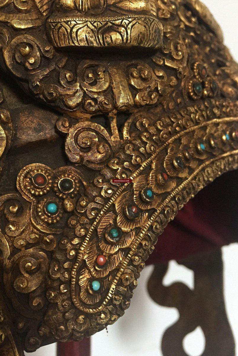 985 VENDU Couronne de diadème de cérémonie de prêtre tantrique bouddhiste antique-WOVENSOULS-Antique-Vintage-Textiles-Art-Décor