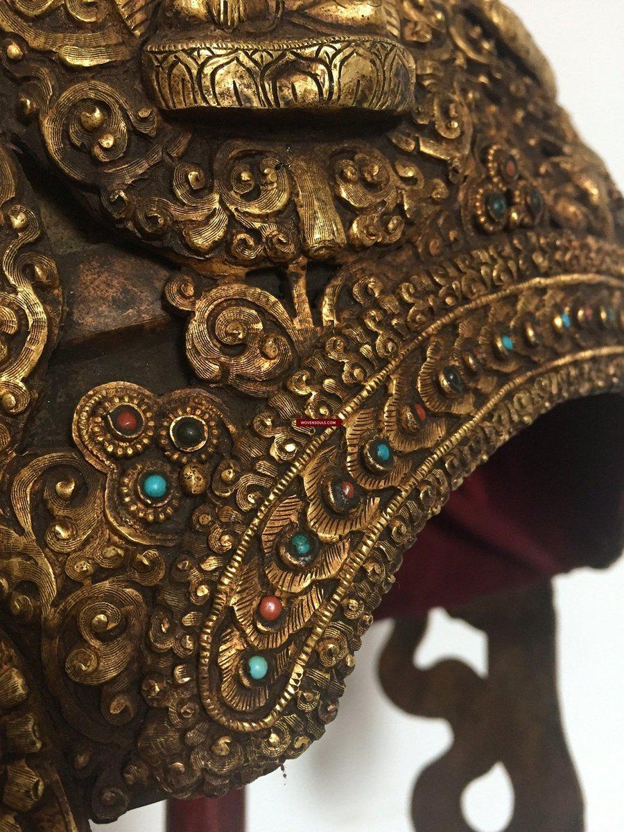 985 SOLD Antique Buddhist Tantric Priest Ceremonial Diadem Crown-WOVENSOULS-Antique-Vintage-Textiles-Art-Decor
