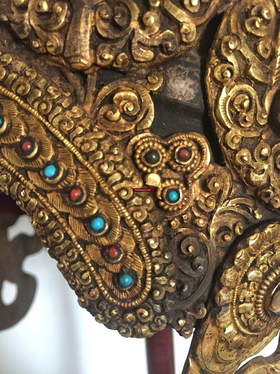 985 SOLD Antique Buddhist Tantric Priest Ceremonial Diadem Crown-WOVENSOULS-Antique-Vintage-Textiles-Art-Decor