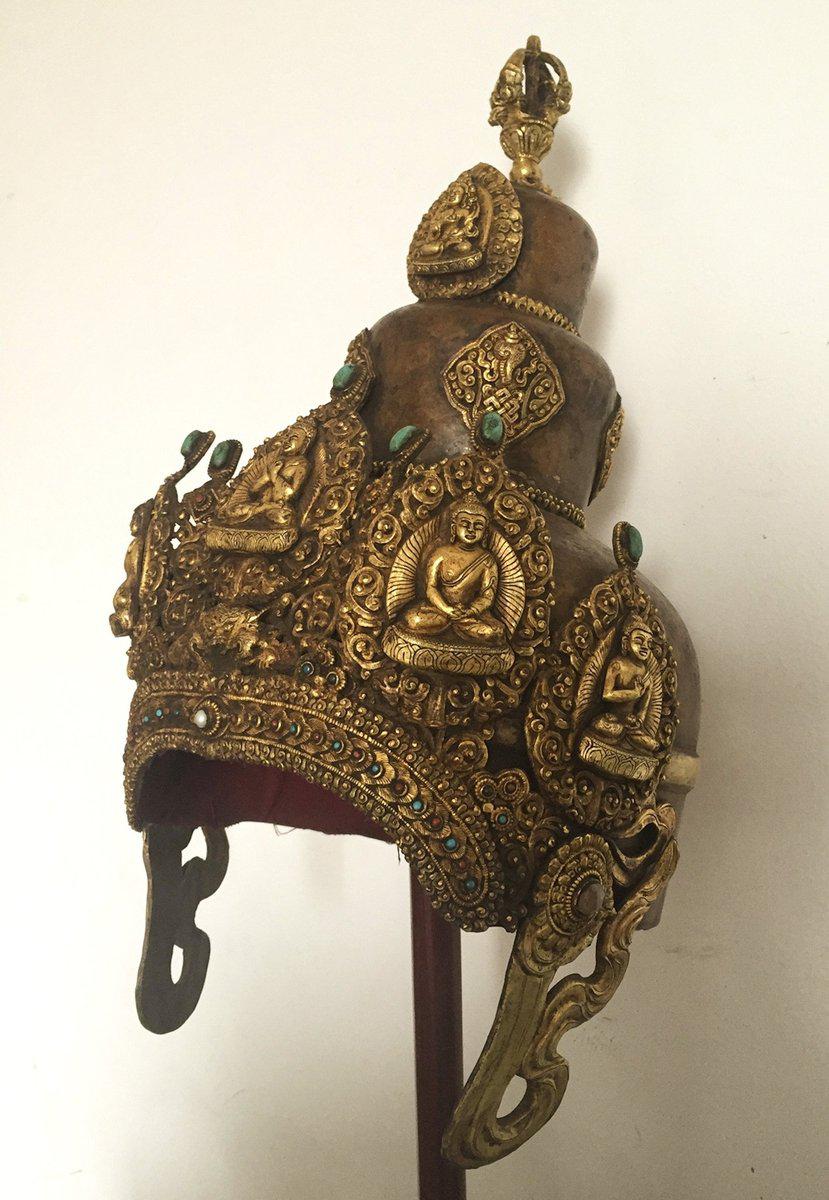 985 SOLD Antique Buddhist Tantric Priest Ceremonial Diadem Crown-WOVENSOULS-Antique-Vintage-Textiles-Art-Decor