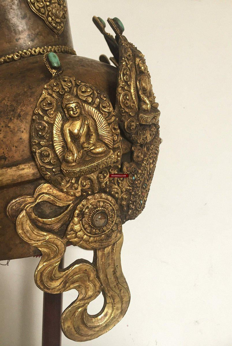 985 VENDU Couronne de diadème de cérémonie de prêtre tantrique bouddhiste antique-WOVENSOULS-Antique-Vintage-Textiles-Art-Décor