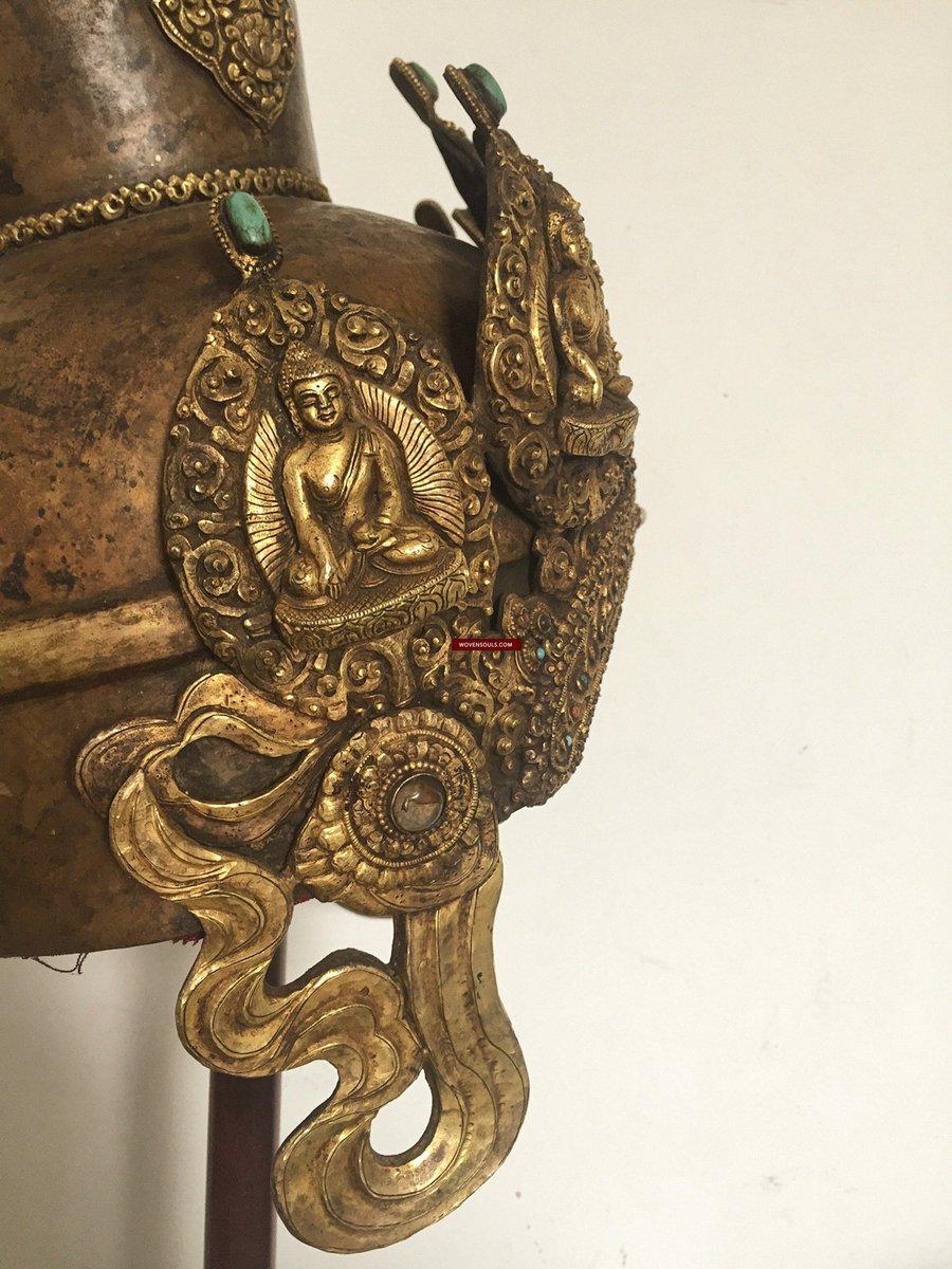 985 SOLD Antique Buddhist Tantric Priest Ceremonial Diadem Crown-WOVENSOULS-Antique-Vintage-Textiles-Art-Decor