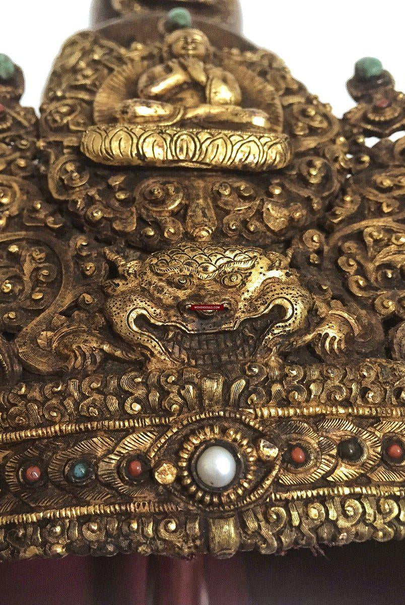 985 VENDU Couronne de diadème de cérémonie de prêtre tantrique bouddhiste antique-WOVENSOULS-Antique-Vintage-Textiles-Art-Décor
