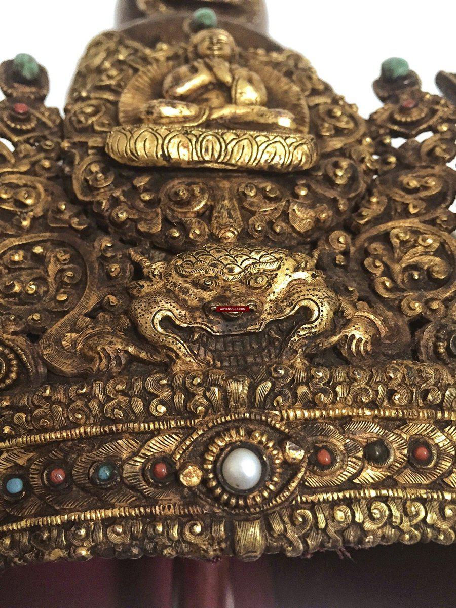 985 SOLD Antique Buddhist Tantric Priest Ceremonial Diadem Crown-WOVENSOULS-Antique-Vintage-Textiles-Art-Decor
