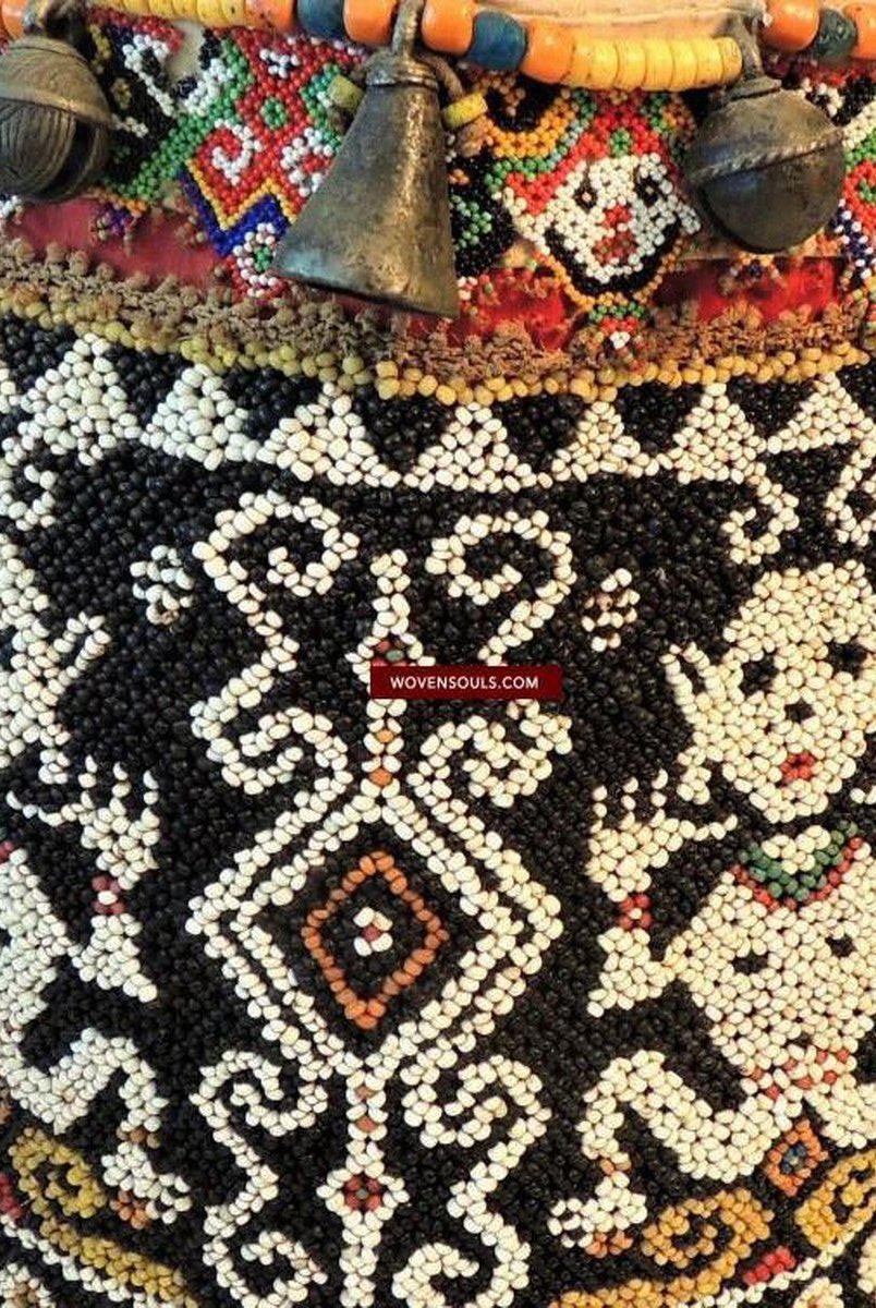 986 Old Beaded Dayak Baby Carrier from Borneo-WOVENSOULS-Antique-Vintage-Textiles-Art-Decor