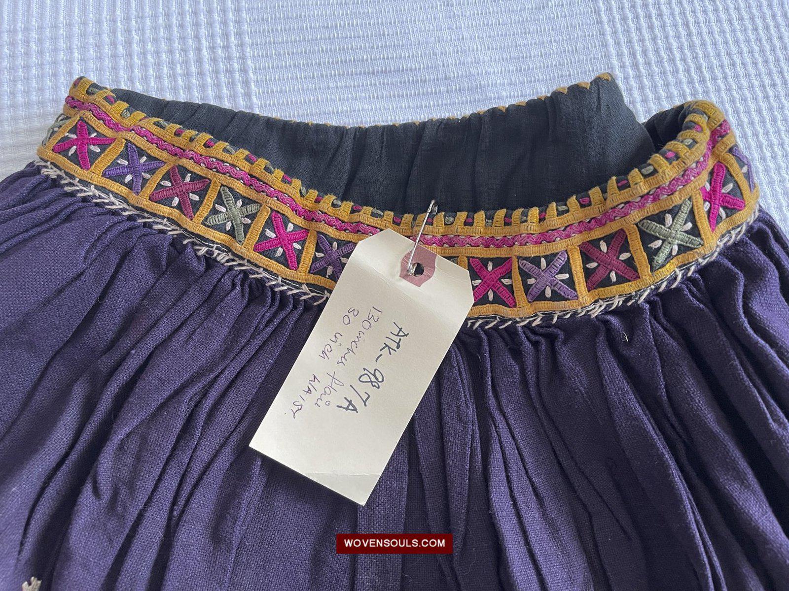 987-A Vintage Blue Gujarati Embroidered Skirt-WOVENSOULS-Antique-Vintage-Textiles-Art-Decor