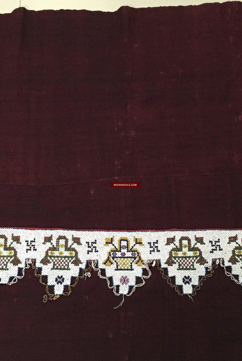 994 Beaded Wall Decor Textile - Vintage Rabari Embroidery from Gujarat-WOVENSOULS-Antique-Vintage-Textiles-Art-Decor