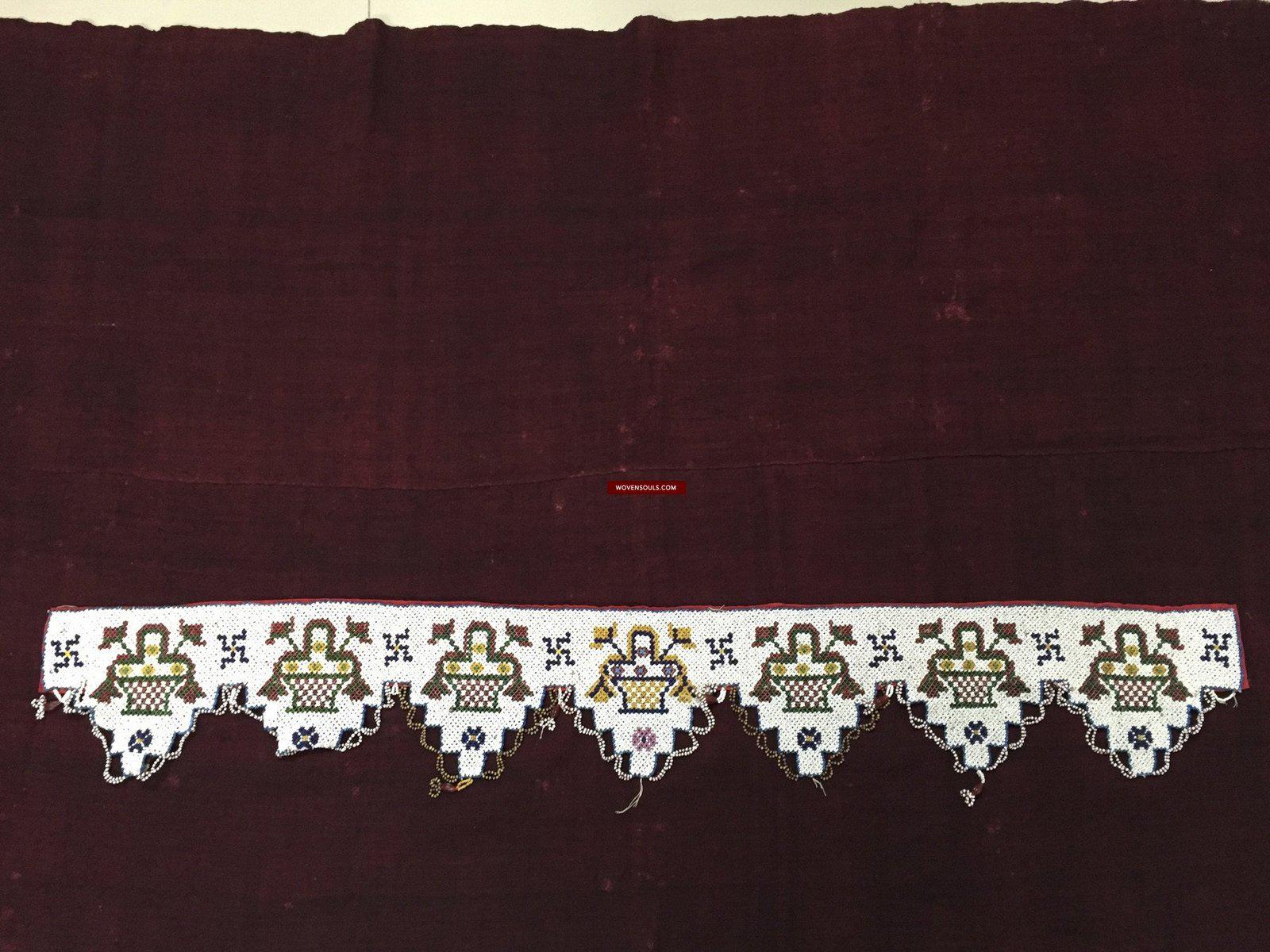 994 Beaded Wall Decor Textile - Vintage Rabari Embroidery from Gujarat-WOVENSOULS-Antique-Vintage-Textiles-Art-Decor