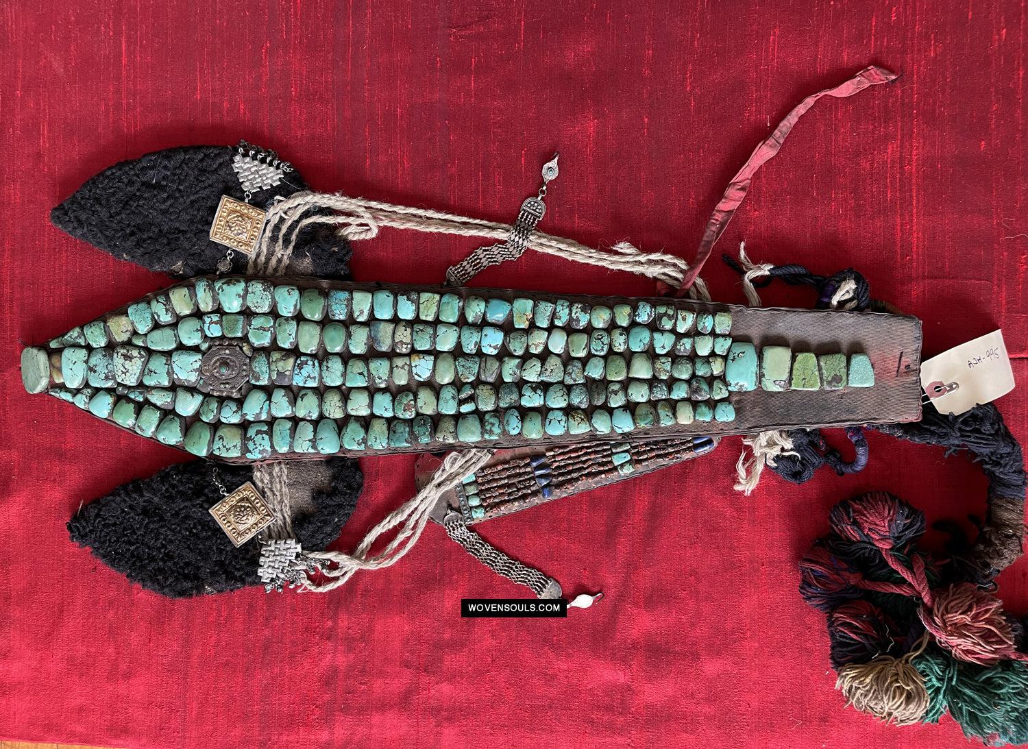 995 Old Heirloom Jewelry Ladakh Turquoise Perak Headdress-WOVENSOULS Antique Textiles & Art Gallery