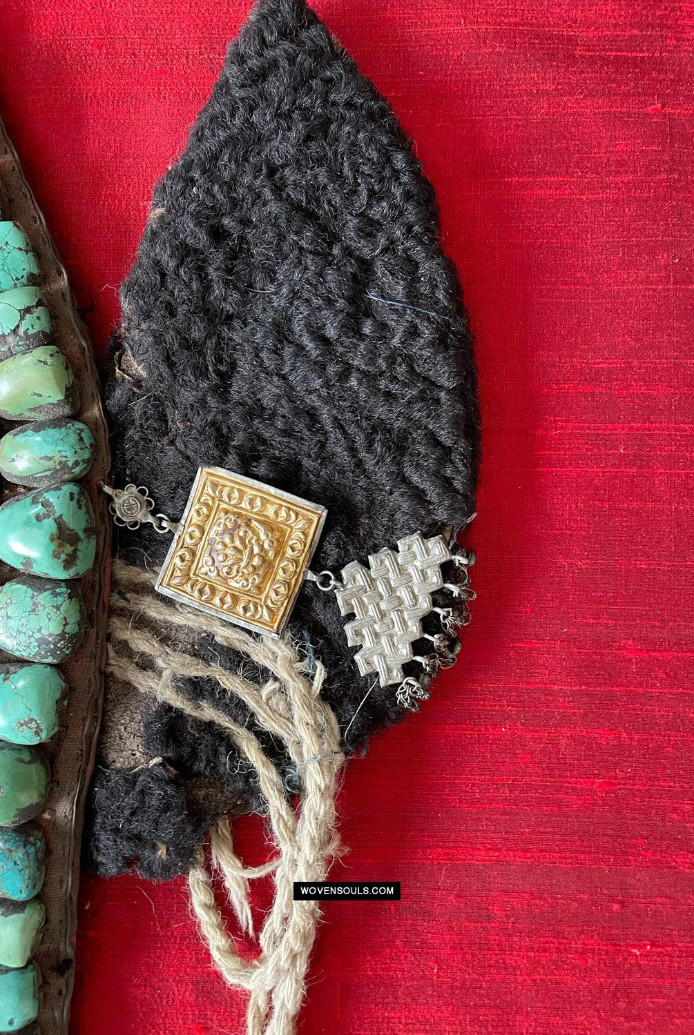 995 Old Heirloom Jewelry Ladakh Turquoise Perak Headdress-WOVENSOULS Antique Textiles & Art Gallery