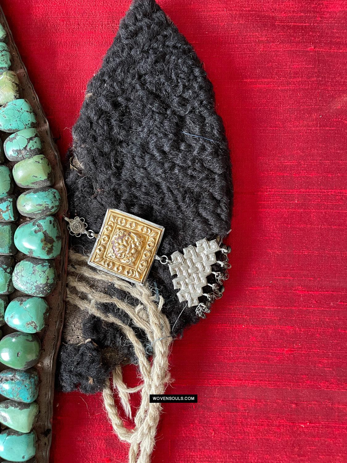 995 Old Heirloom Jewelry Ladakh Turquoise Perak Headdress-WOVENSOULS Antique Textiles & Art Gallery