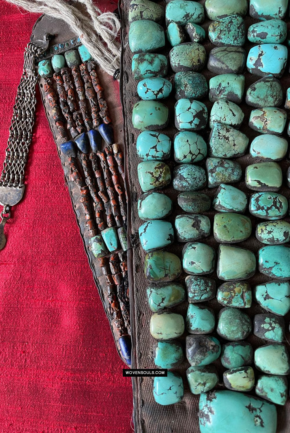 995 Old Heirloom Jewelry Ladakh Turquoise Perak Headdress-WOVENSOULS Antique Textiles & Art Gallery
