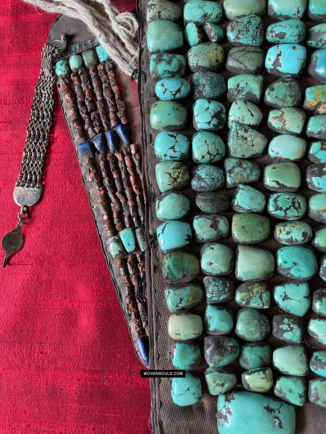 995 Old Heirloom Jewelry Ladakh Turquoise Perak Headdress-WOVENSOULS Antique Textiles & Art Gallery