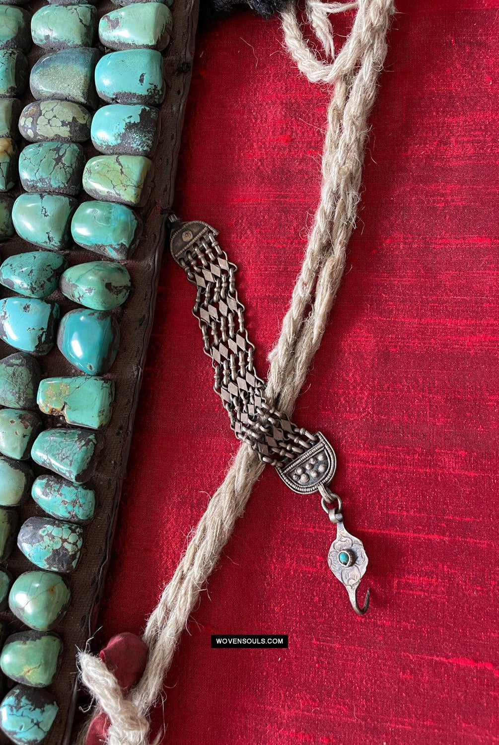 995 Old Heirloom Jewelry Ladakh Turquoise Perak Headdress-WOVENSOULS Antique Textiles & Art Gallery