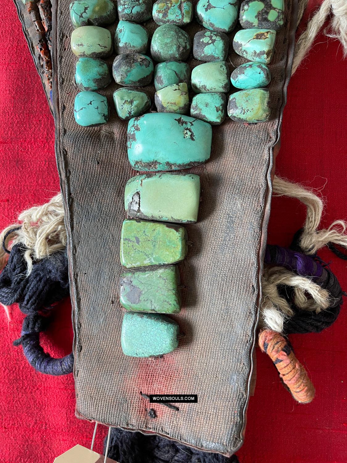 995 Old Heirloom Jewelry Ladakh Turquoise Perak Headdress-WOVENSOULS Antique Textiles & Art Gallery