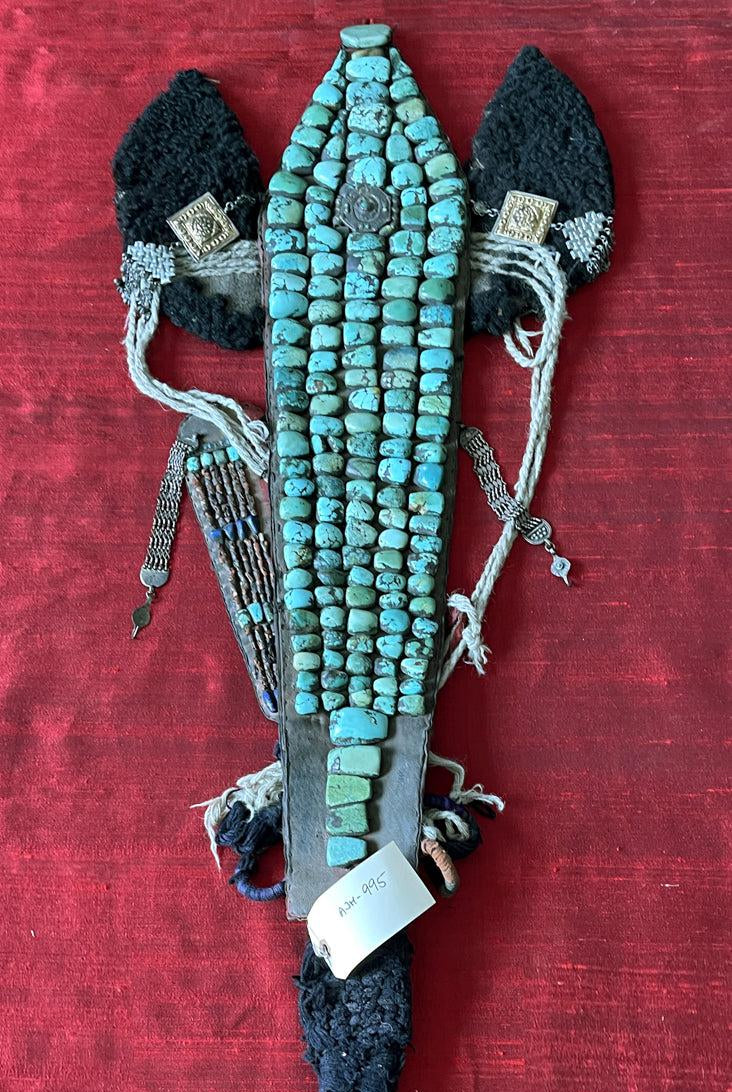 995 Old Heirloom Jewelry Ladakh Turquoise Perak Headdress-WOVENSOULS Antique Textiles & Art Gallery