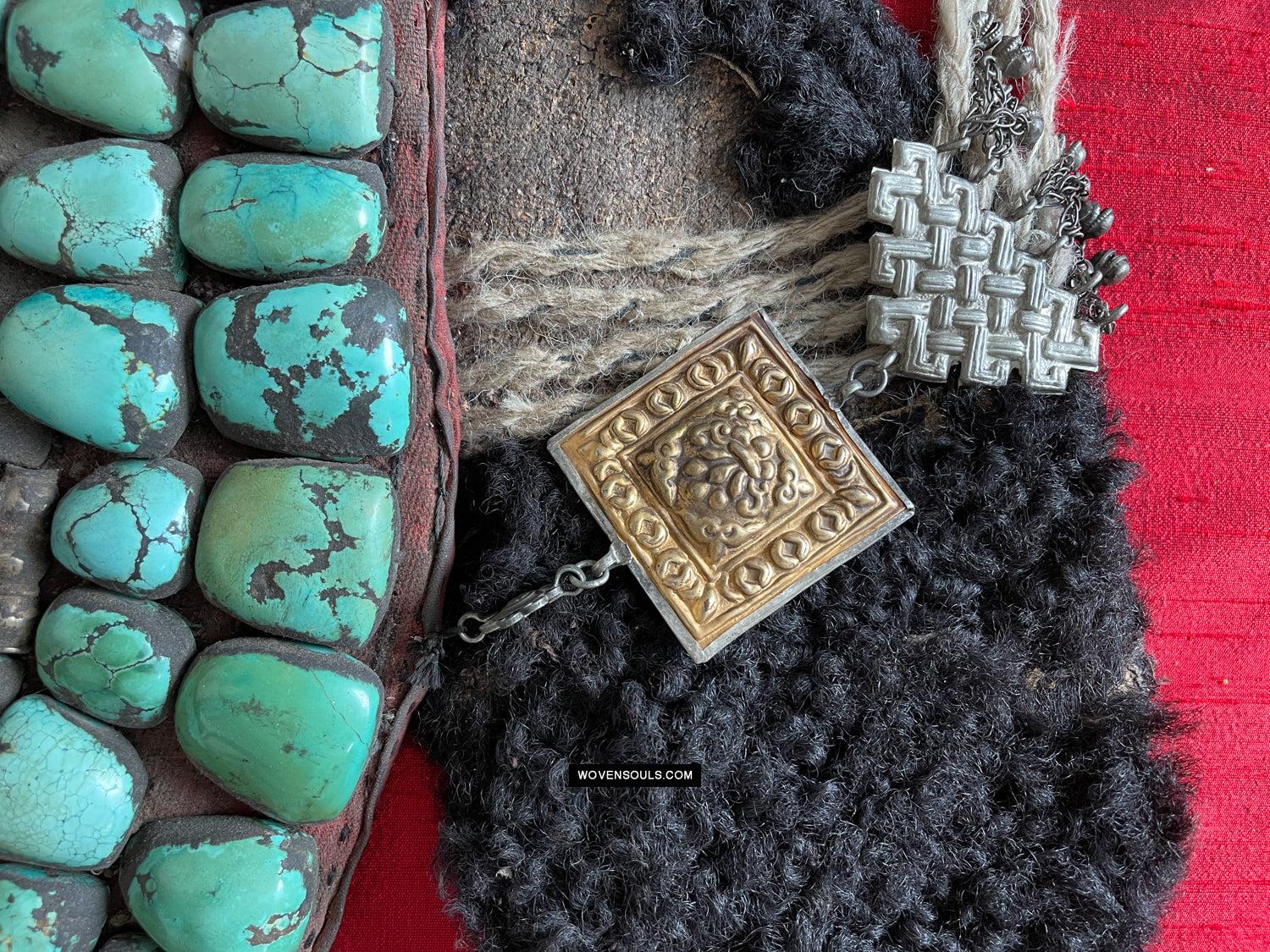 995 Old Heirloom Jewelry Ladakh Turquoise Perak Headdress-WOVENSOULS Antique Textiles & Art Gallery