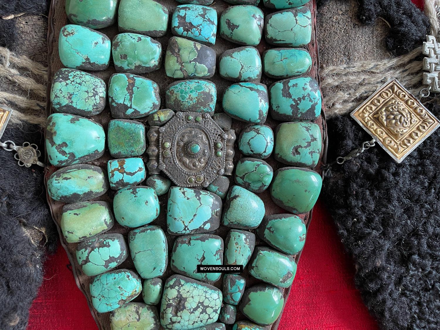995 Old Heirloom Jewelry Ladakh Turquoise Perak Headdress-WOVENSOULS Antique Textiles & Art Gallery
