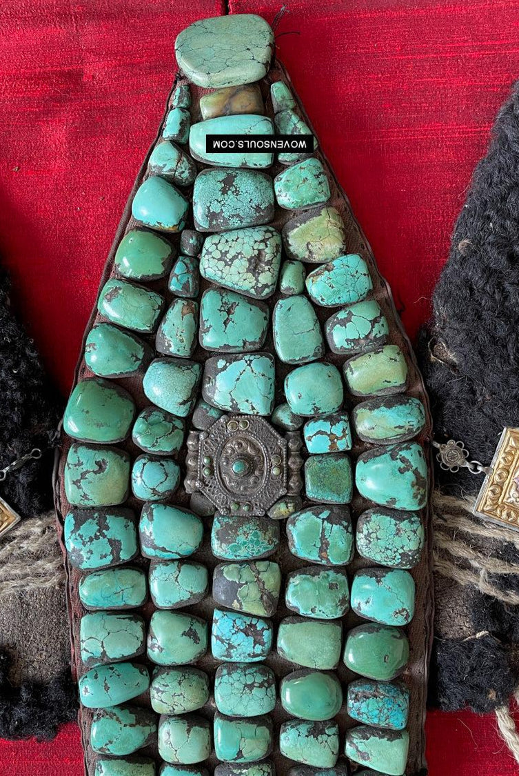 995 Old Heirloom Jewelry Ladakh Turquoise Perak Headdress-WOVENSOULS Antique Textiles & Art Gallery