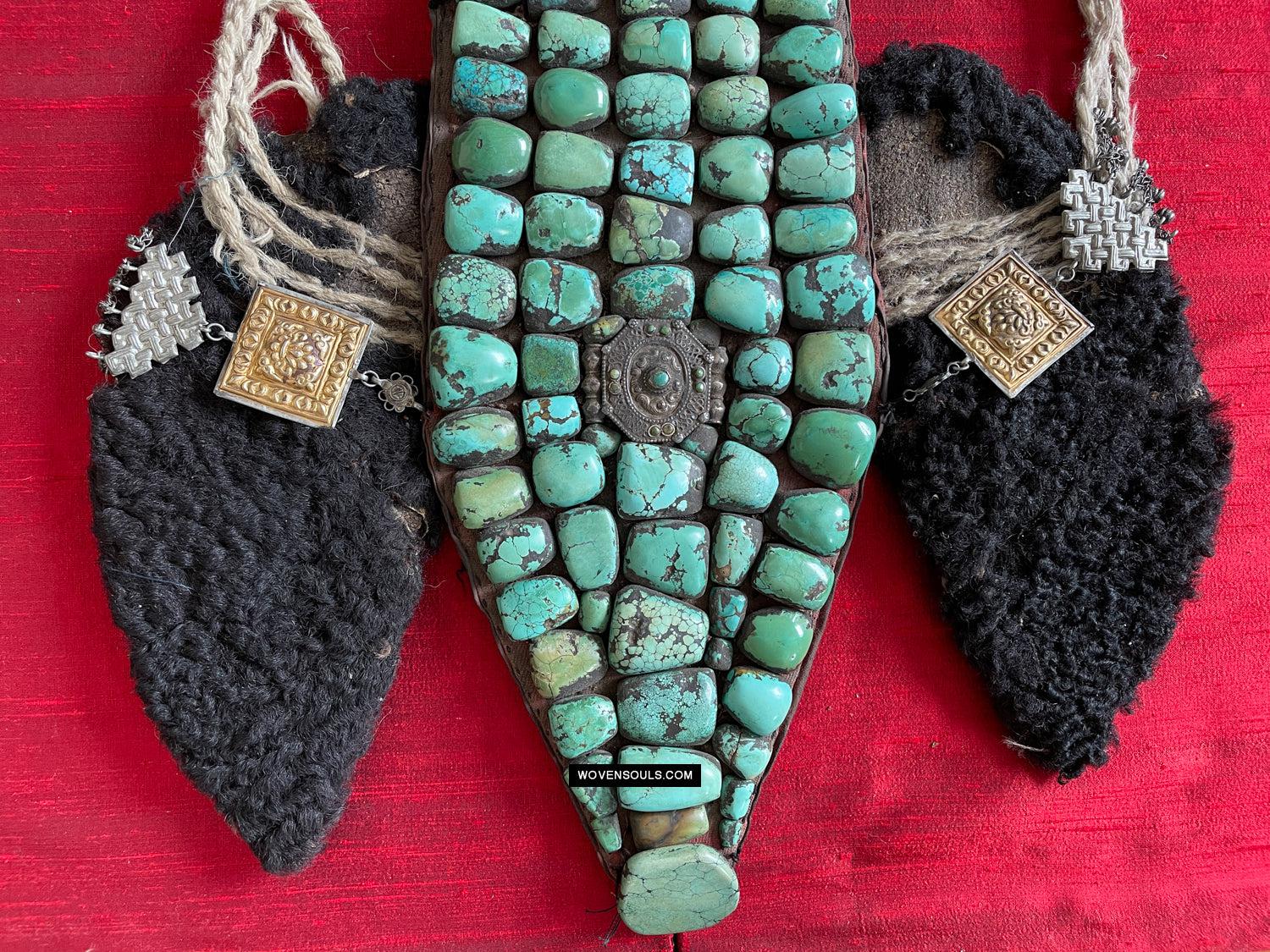 995 Old Heirloom Jewelry Ladakh Turquoise Perak Headdress-WOVENSOULS Antique Textiles & Art Gallery