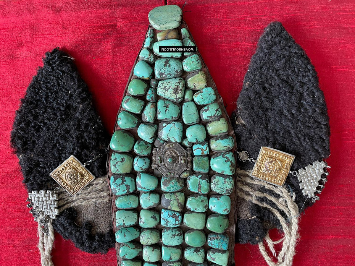 995 Old Heirloom Jewelry Ladakh Turquoise Perak Headdress-WOVENSOULS Antique Textiles & Art Gallery