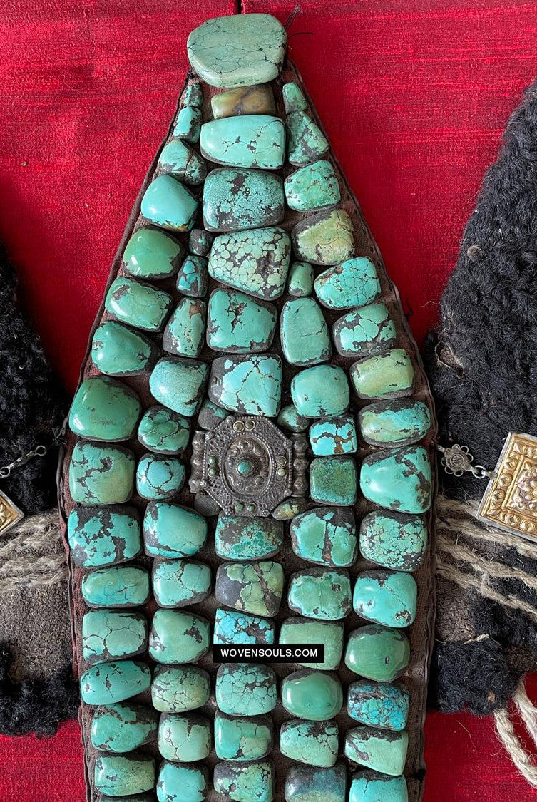 995 Old Heirloom Jewelry Ladakh Turquoise Perak Headdress-WOVENSOULS Antique Textiles & Art Gallery