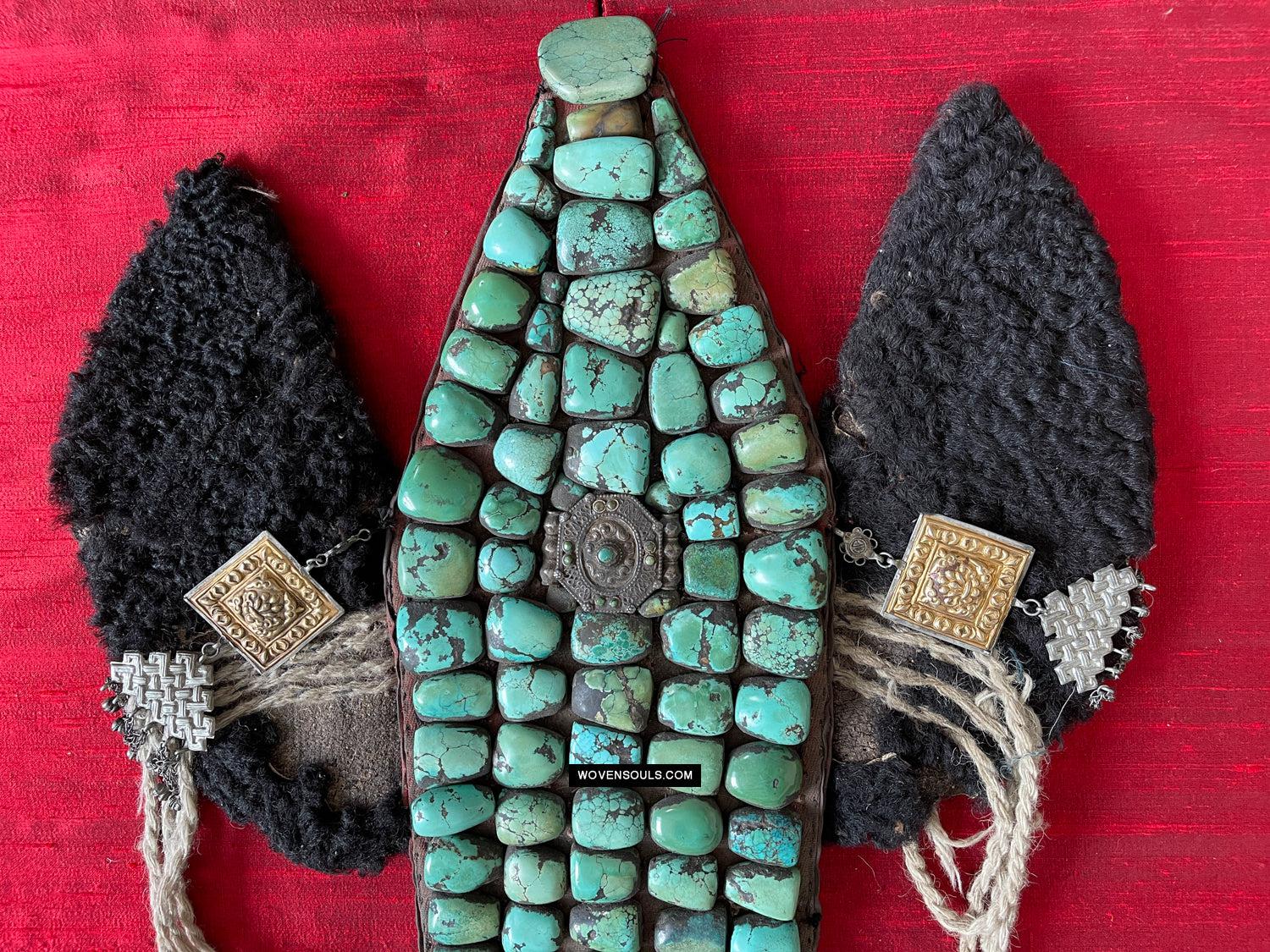995 Old Heirloom Jewelry Ladakh Turquoise Perak Headdress-WOVENSOULS Antique Textiles & Art Gallery