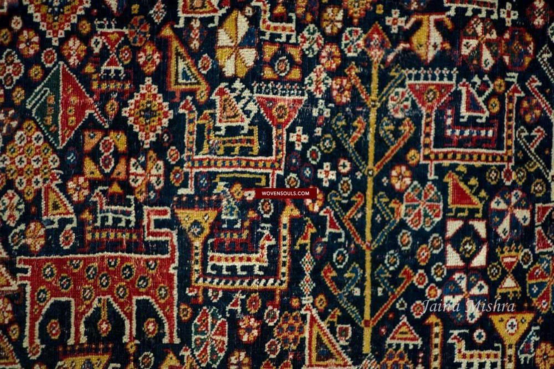 999 Antique Qashqai Tribal Rug with Shekarlu Influence - NFS-WOVENSOULS-Antique-Vintage-Textiles-Art-Decor