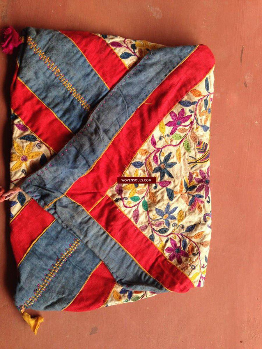 199 SOLD Vintage Embroidered Handmade Trousseau / Dowry Bag-WOVENSOULS-Antique-Vintage-Textiles-Art-Decor