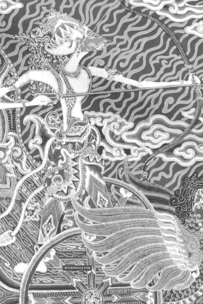 1746 Mahabharata Hindu-Szene in Cirebon Javanese Batik Tulis Art-WOVENSOULS Galerie für antike Textilien und Kunst