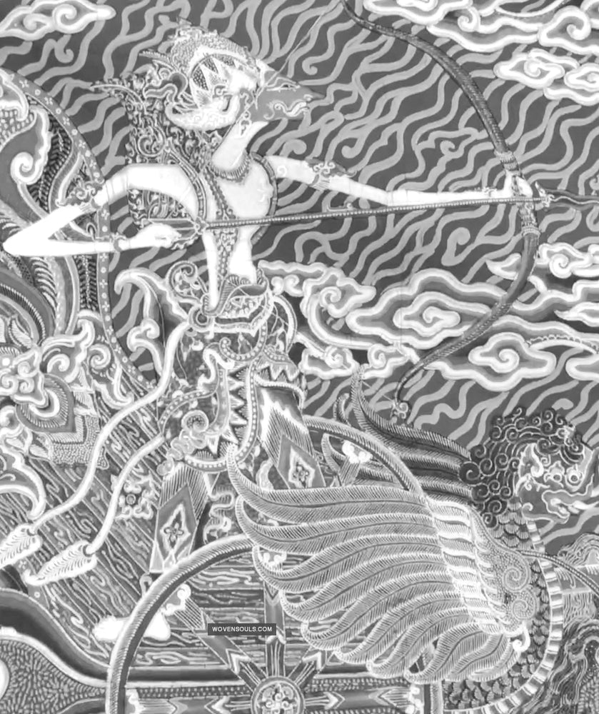 1746 Mahabharata Hindu Scene in Cirebon Javanese Batik Tulis Art-WOVENSOULS Antique Textiles & Art Gallery