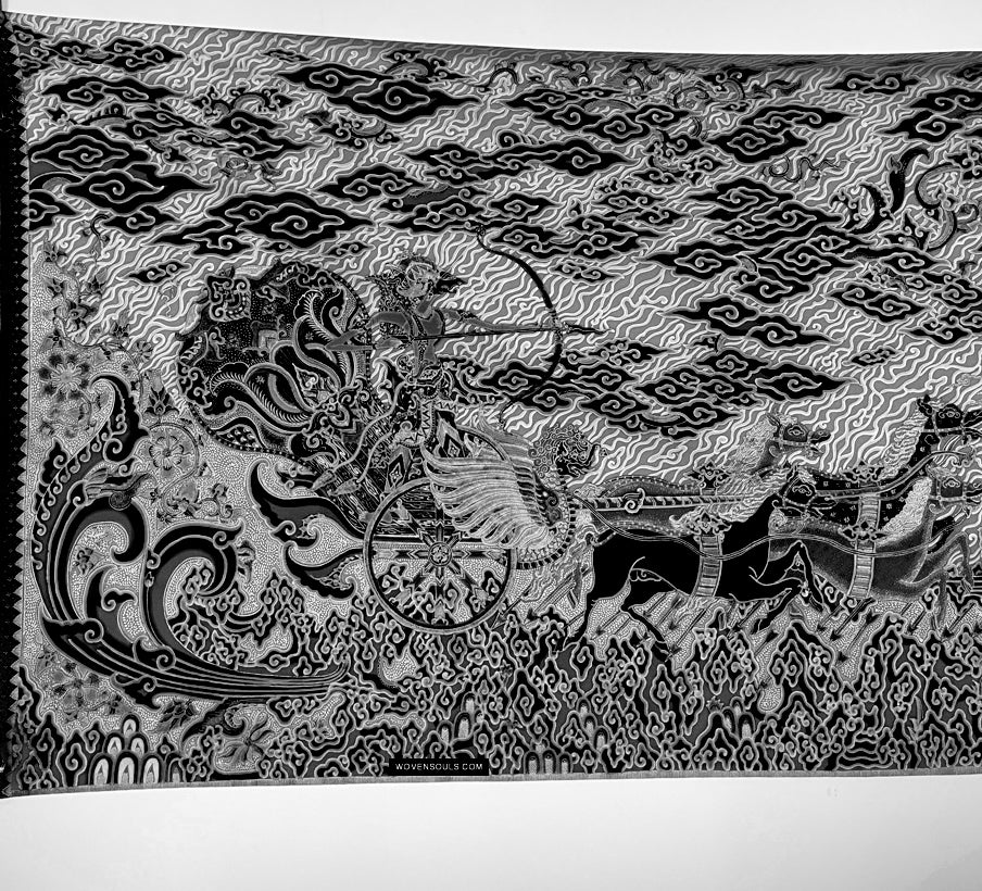 1746 Mahabharata Hindu Scene in Cirebon Javanese Batik Tulis Art-WOVENSOULS Antique Textiles & Art Gallery