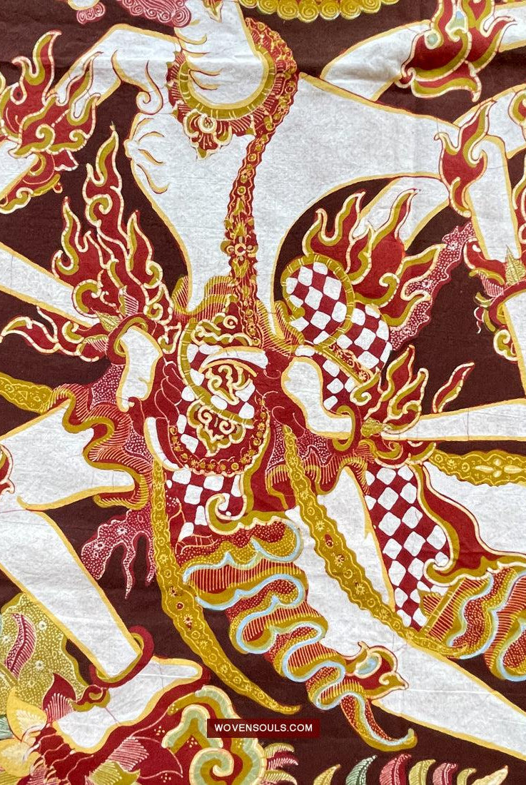 1748 Ramayan-Szene in Batik - Hanuman - Cirebon Javanese Batik Tulis Artwork-WOVENSOULS Galerie für antike Textilien und Kunst