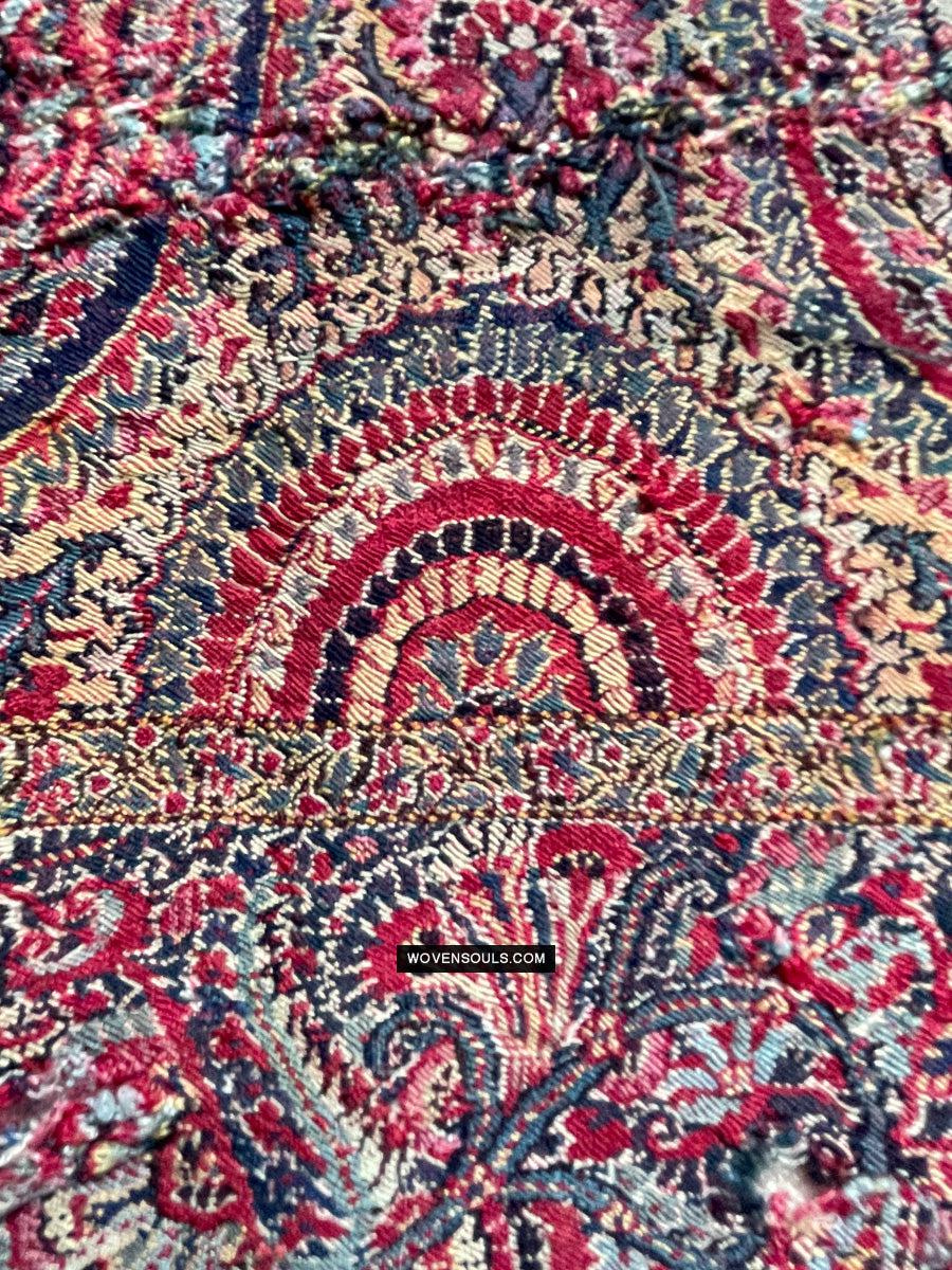 1393 Old Kashmir Sikh Period Pashmina Shawl Fragment-WOVENSOULS Antique Textiles & Art Gallery