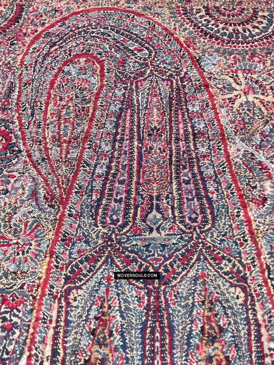 1393 Old Kashmir Sikh Period Pashmina Shawl Fragment-WOVENSOULS Antique Textiles & Art Gallery