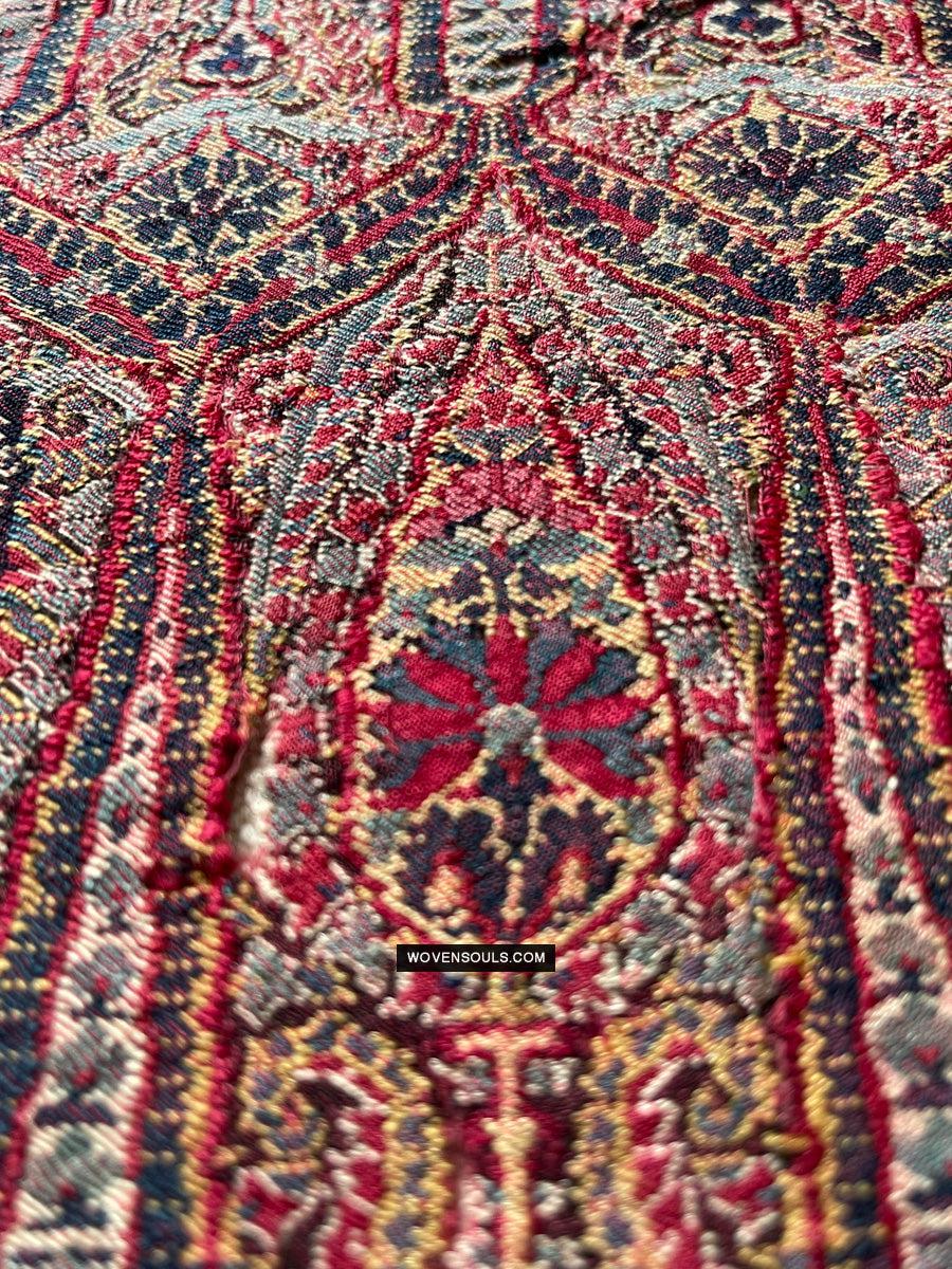 1393 Old Kashmir Sikh Period Pashmina Shawl Fragment-WOVENSOULS Antique Textiles & Art Gallery