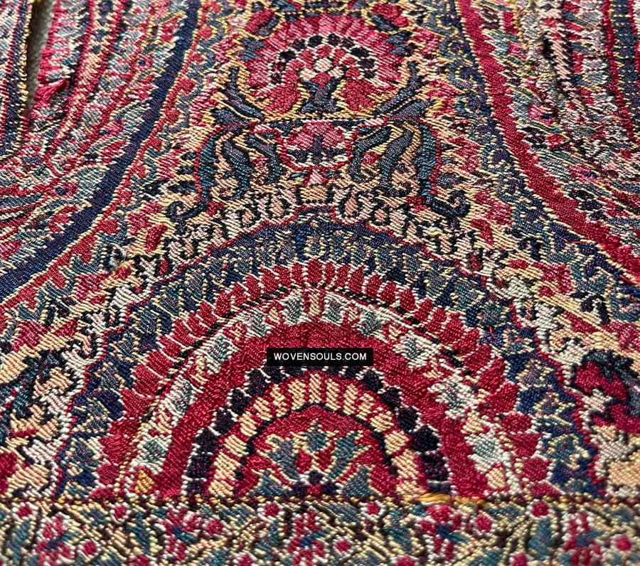 1393 Old Kashmir Sikh Period Pashmina Shawl Fragment-WOVENSOULS Antique Textiles & Art Gallery