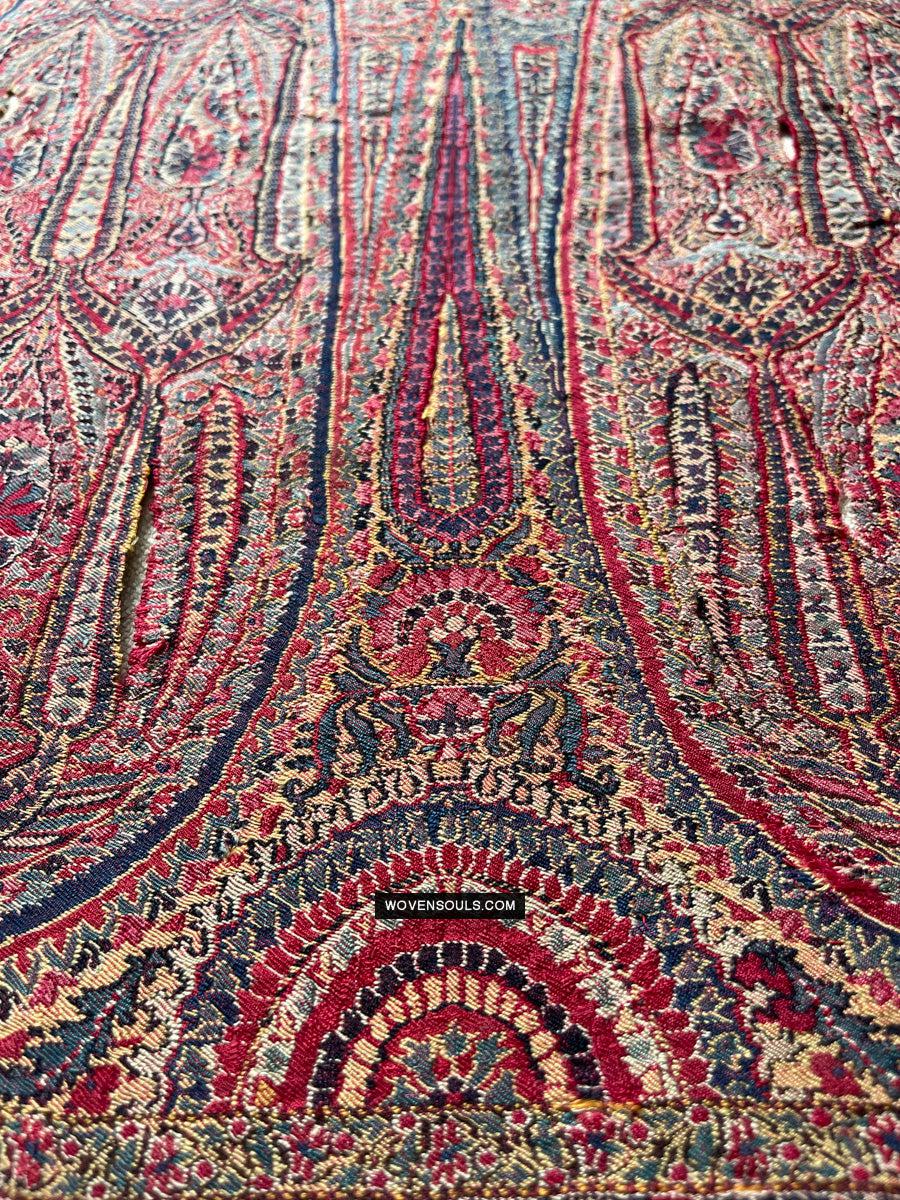 1393 Old Kashmir Sikh Period Pashmina Shawl Fragment-WOVENSOULS Antique Textiles & Art Gallery