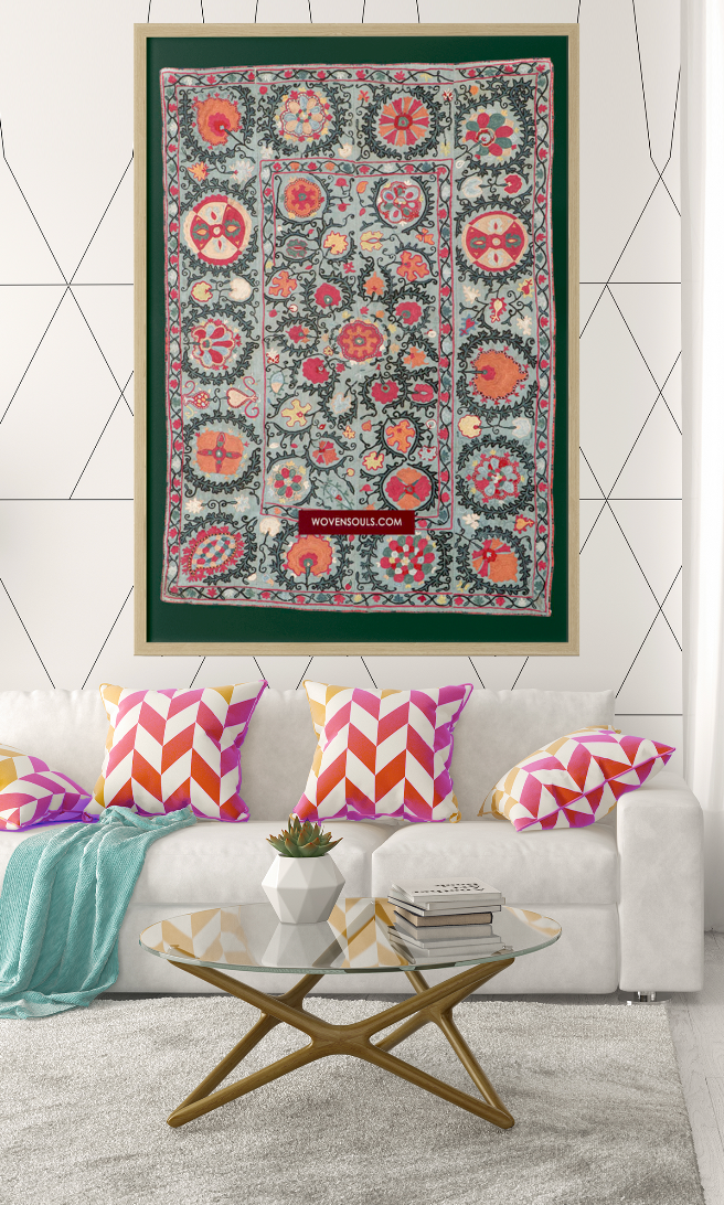 1504 Antique Blue Bukhara Suzani-WOVENSOULS Antique Textiles & Art Gallery