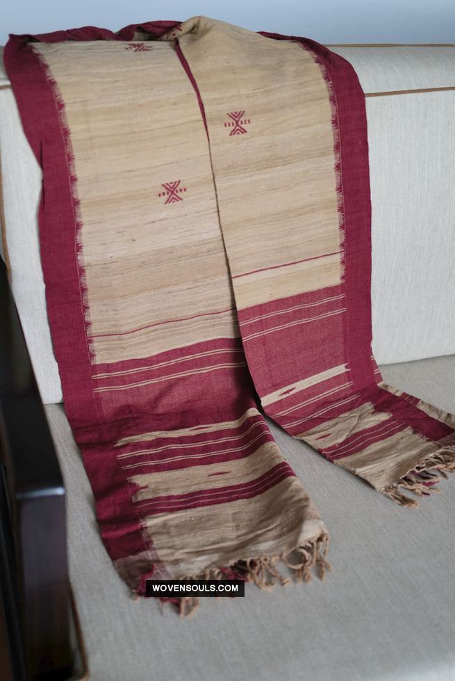1725 - Orissa Tribal Koraput Kotpad Raw Silk Shawl-WOVENSOULS Antique Textiles & Art Gallery