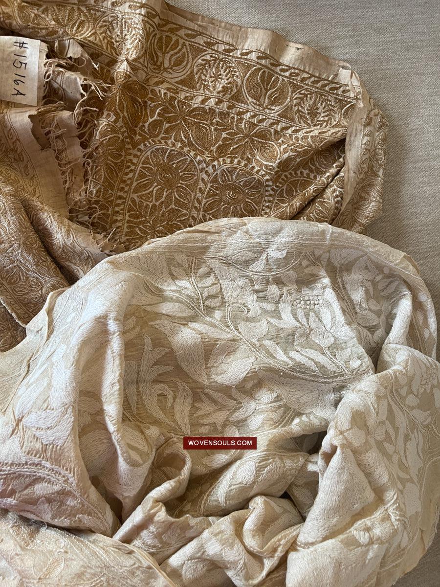 1727 SOLD Rare Revival Dhaka Kashida Kantha Silk Embroidery Shawl-WOVENSOULS Antique Textiles & Art Gallery