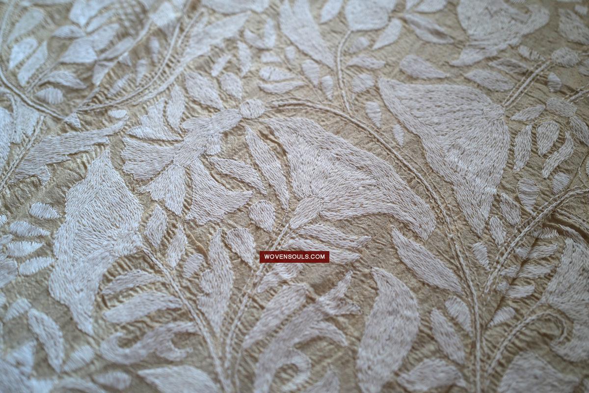 1727 SOLD Rare Revival Dhaka Kashida Kantha Silk Embroidery Shawl-WOVENSOULS Antique Textiles & Art Gallery