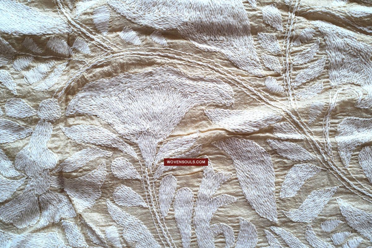 1727 SOLD Rare Revival Dhaka Kashida Kantha Silk Embroidery Shawl-WOVENSOULS Antique Textiles & Art Gallery